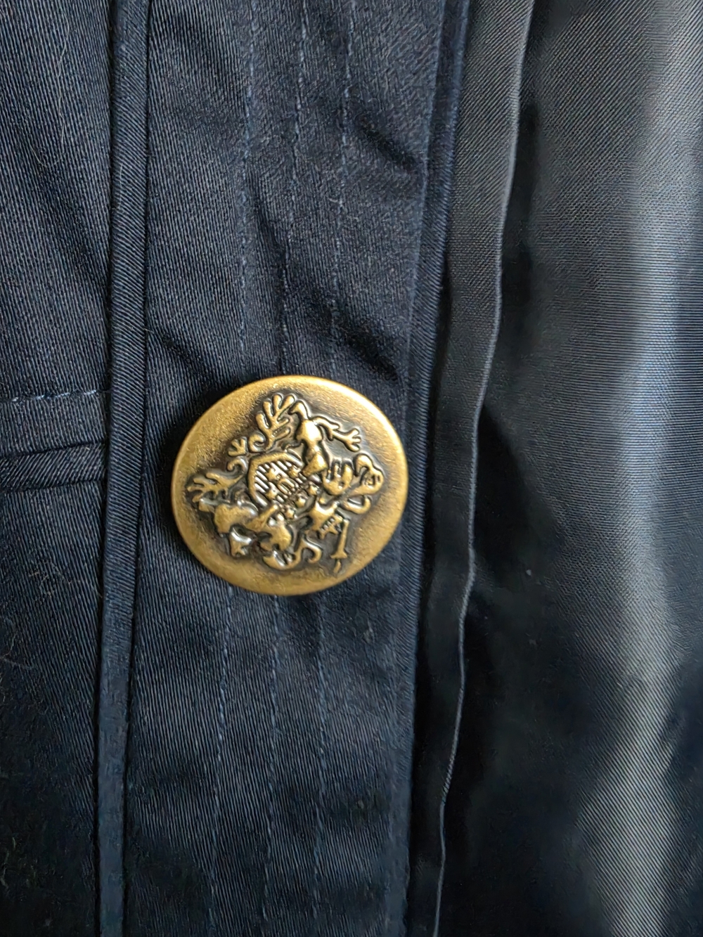 Talbots Navy Military-Style gold Button open front Jacket - Picture 3 of 5